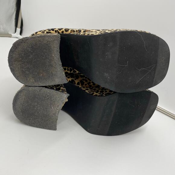Vtg Plats Leopard Plush Platform Super Chucky Ankle Boots Size 10 Disco Funky - Picture 10 of 10